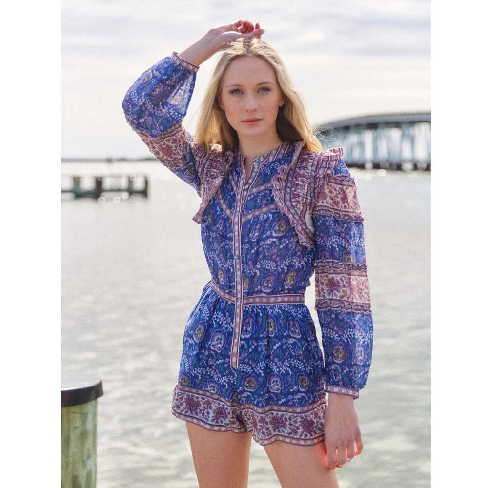 NWT Sea New York Rosita Border Long Sleeve‎ Romper Size 0